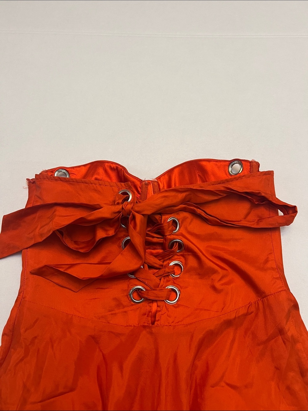 Y2K MARCIANO SILK RED CORSET LACE UP BACK FIT & FLARE MINI DRESS SIZE XS - Picture 5 of 16